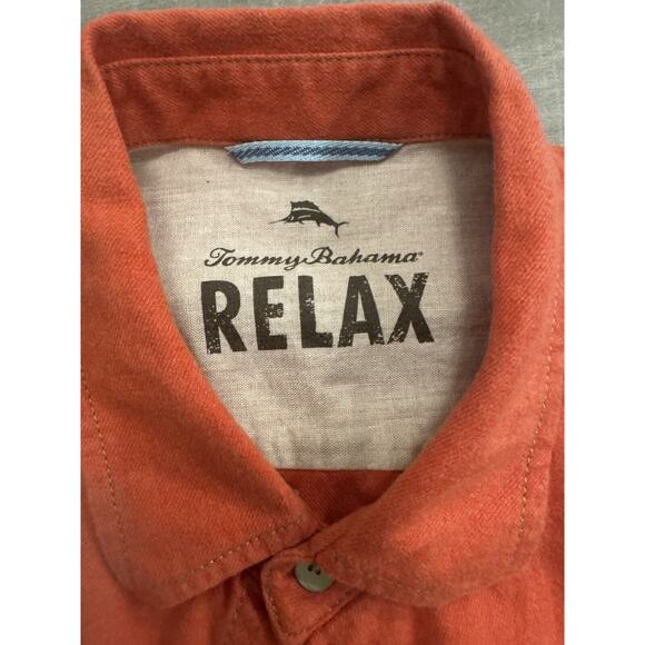 Tommy Bahama Men’s Long Sleeve Button Down Shirt Red Orange‎ Large - Picture 2 of 12